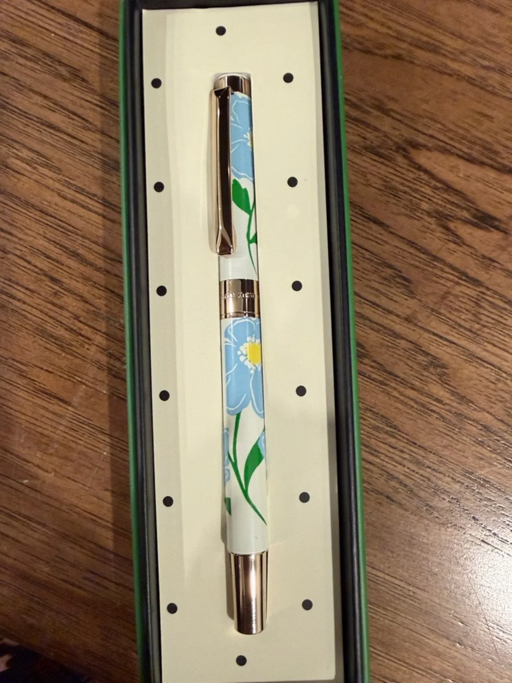kate spade Sunshine Floral Ballpoint Pen with Green Logo Presentation Gift Box